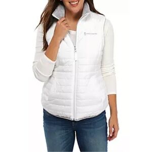 Free Country White Quilted Vest with Stand-Up Collar